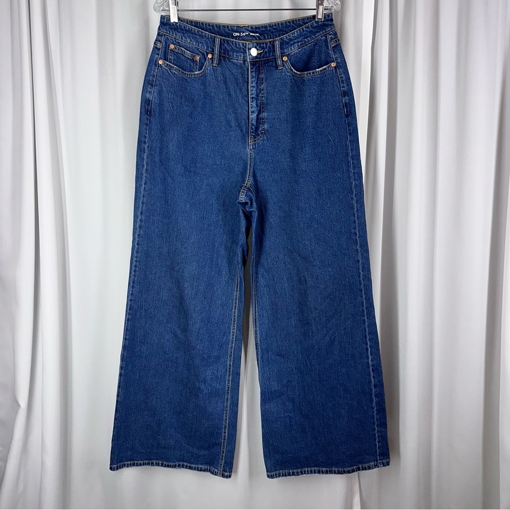 On 34th High Rise Wide-Leg Jeans  Womens Size 12/31 Dark Wash Lagenlook Boho EUC